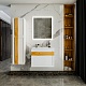 Бриклаер Мебель для ванной Берлин 70 белая с ручкой дуб золотой – фотография-23